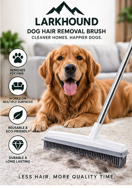 Larkhound Dog Hair Removal Brush — Rubber Pet Hair Cleaner