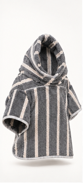 Larkhound hooded dog drying towel in gray stripe