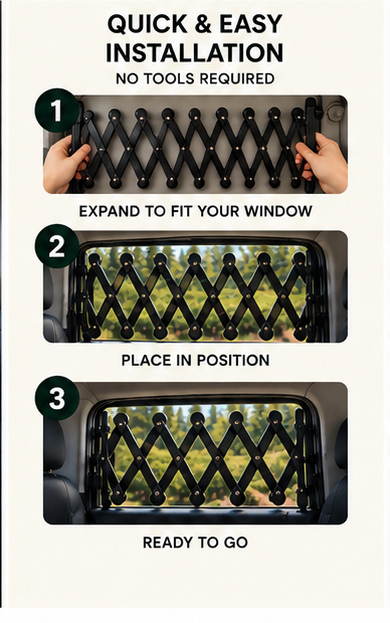 Larkhound Dog Car Window Barrier — Telescopic Safety Divider